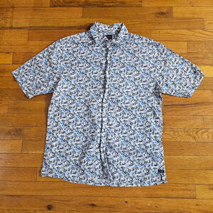 Good Man Brand Men's Button Down Shirt White Blue Floral S